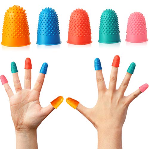 Outus 10 Pcs Rubber Finger Tips, Thimbles Silicone Gripper Protector Thick
