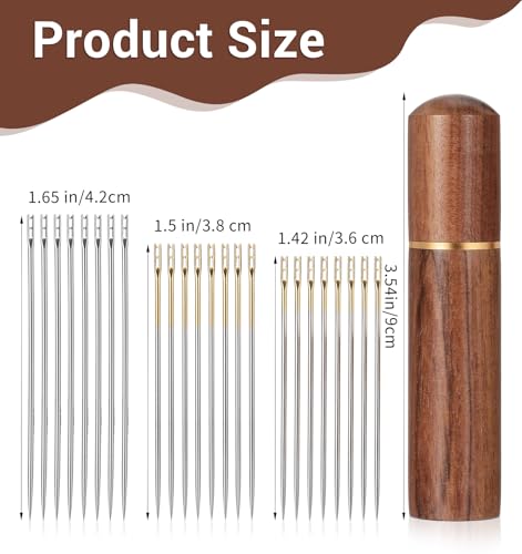 15 PCS Self Threading Needles for Hand Sewing, Easy Thread Needles for Hand Sewing with Metal Storage Tube, Stainless Steel Embroidery Sewing Needles (3.6, 3.8, 4.2 Cm)