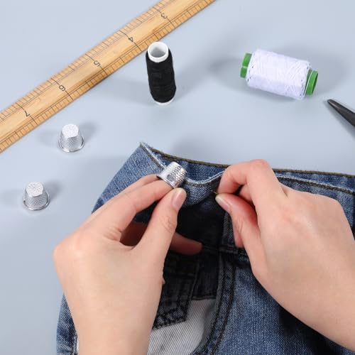 80Pcs Silver Thimbles for Hand Sewing Metal Sewing Thimbles Sewing Thimble Finger Protector Sewing Quilting Metal Thimbles for DIY Craft Finger Protector