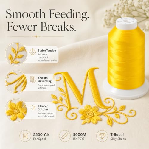 Simthread 5500Yds/5000M 40WT Polyester Embroidery Thread Harvest Gold 206 - color: Harvest Gold-206