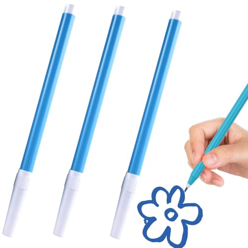3-Pack Fabric Markers for Sewing,Blue Erasable Water Soluble Fabric Marker
