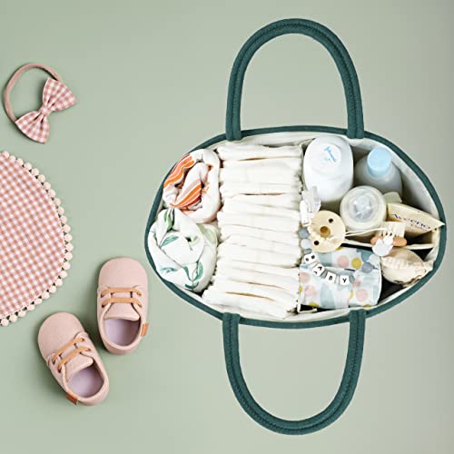 XUANGUO Large Cotton Rope Baby Diaper Caddy Organizer Basket Dark Green - color: Dark green, size: Large