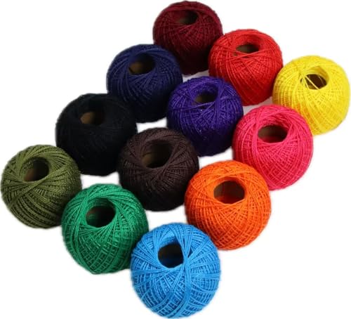 KCS Mercerized Pearl Cotton Thread Size 8 Crochet Needlework Embroidery Threads Ball (12, 12balls15) - color: 12balls15