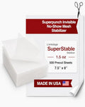 Superpunch No Show Mesh Stabilizer, 1.5 oz, White, 7.5 x 8 in, 500 Sheets - color: White, size: 7.5 inch x 8 inch, 500 Precut Sheets