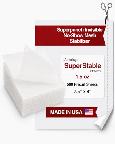 Superpunch No Show Mesh Stabilizer, 1.5 oz, White, 7.5 x 8 in, 500 Sheets - color: White, size: 7.5 inch x 8 inch, 500 Precut Sheets