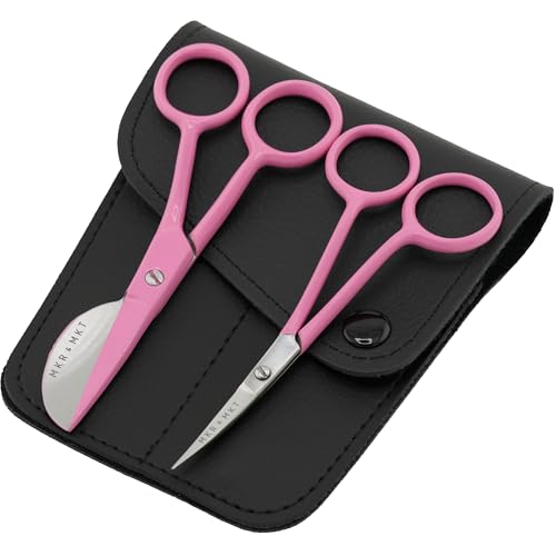 Applique Embroidery Scissors Set - Duckbill & Needlepoint, 4.5", Pink - color: Pink