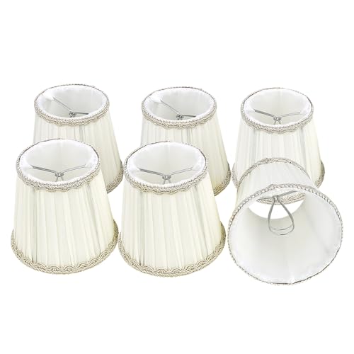 Fuloon Small Lamp Shades Clip on Bulb, Modern European Style Mini Lamp Shades for Chandelier, French Country White Chandelier Lampshades, 3.5x4.3x4.9 in, 6 Pack (Chiffon White) - color: Chiffon White, size: 6 Pack