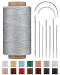 218 Yards Waxed Thread Waxed Leather Thread with Heavy Duty Sewing Needles - color: Light Gray