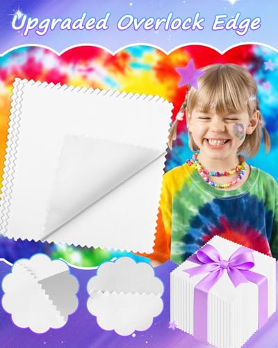 eZAKKA Upgraded 100 Pack 5x5in White Fabric Squares, Overlock Edges for DIY - color: White-100 Pack, size: 4.9 x 4.9 Inch