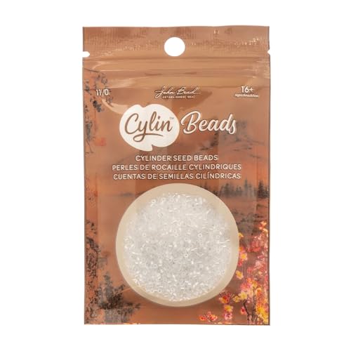 John Bead 25g Cylin Beads Crystal AB 11/0 Glass Cylindrical Seed Beads for Jewelry Bracelets Necklaces Earrings Making Embroidery - color: Transparent Crystal AB