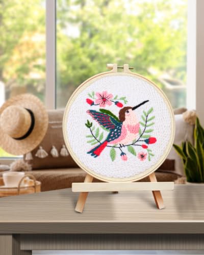 TINDTOP Punch Needle Embroidery Kits, Panda Punch Needle Kits for Adults Beginner, Tool with Punch Needle Fabric, Hoops, Yarns and Sewing Needles (Set D) - color: Set D
