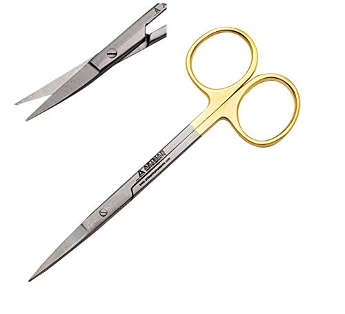 ARTMAN INSTRUMENTS 4.5" Straight Iris Dissecting Scissors | Extra Sharp | Gold Plated Handle | Precision Cutting for Dissection, Lab, Dental, Surgical, Art & Craft Use | Fine-Tip for Delicate Work