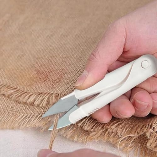 2Pcs U-Shape Sewing Scissors, Thread Cutter Scissors with Protective Cap - color: White