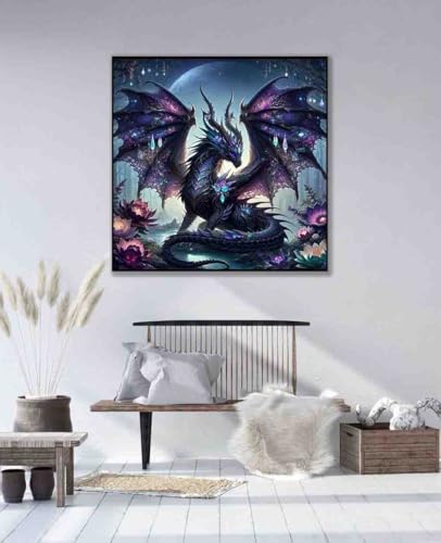 DYAIANGMU Dragon Stamped Cross Stitch Kit for Adults 13.7x13.7 inches - color: red-69