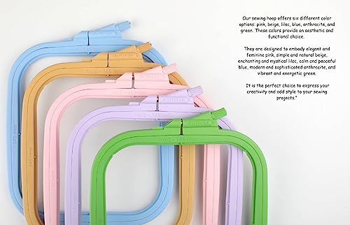 Nurge Square Embroidery Hoop - Plastic Cross Stitch Frame for Needlepoint & Embroidery - Adjustable Craft Hoop - Beige - No:2 (Small) - color: Beige, size: No:2 (Small)