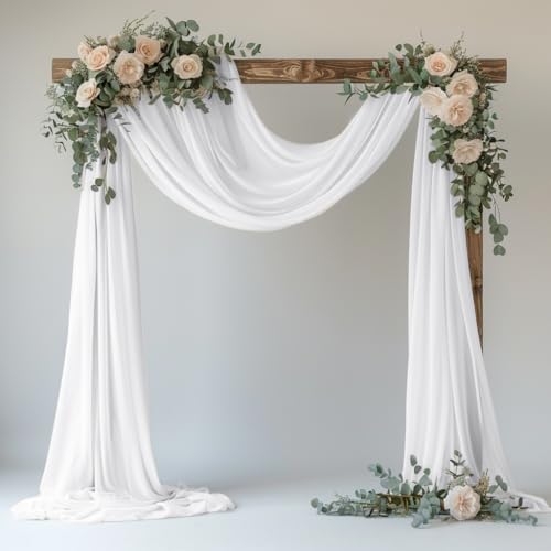Wedding Arch Draping Fabric 1 Panel White Sheer Backdrop Drapes - color: White, size: 1 Panel