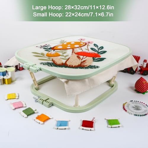 Guofa 2-Layer Embroidery Frame Stand – Adjustable Trapezoid Hoop Holder for Cross Stitch, Needlework, Quilting, Punch Needle & Sewing Crafts – Durable Plastic Hoops for Table or Lap - size: Large