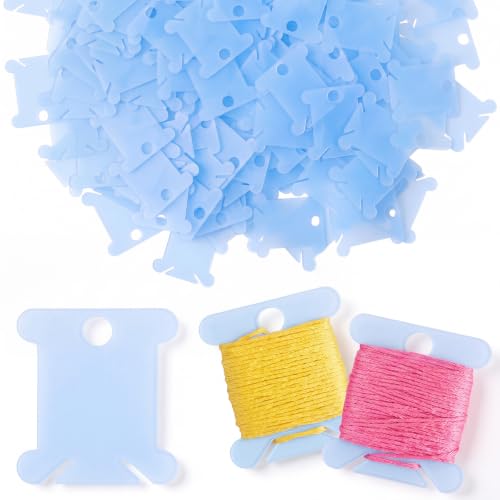 Tranqun 500 Pcs Plastic Embroidery Floss Bobbins, Thread Organizer,Blue - color: Blue