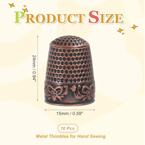 PATIKIL Sewing Thimble 10Pcs Metal Thimbles Hand Sewing Finger Copper Red - color: Copper Red