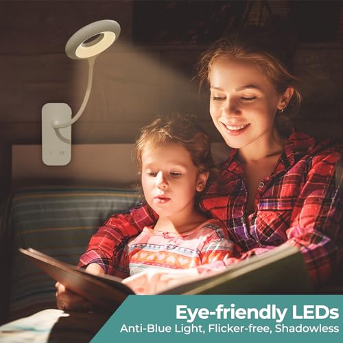 CUHIOY 2Pack Rechargeable Clip on Reading Light for Bed Headboard, White - color: White+White