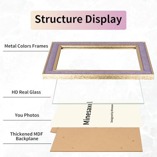 8x10 Picture Frame - Lavender Purple Fabric & Vintage Gold Border HD Real Glass with Easel for Tabletop/Wall (Family Photos, Calm Decor 4 Pack) - color: Purple-4pcs, size: 8x10