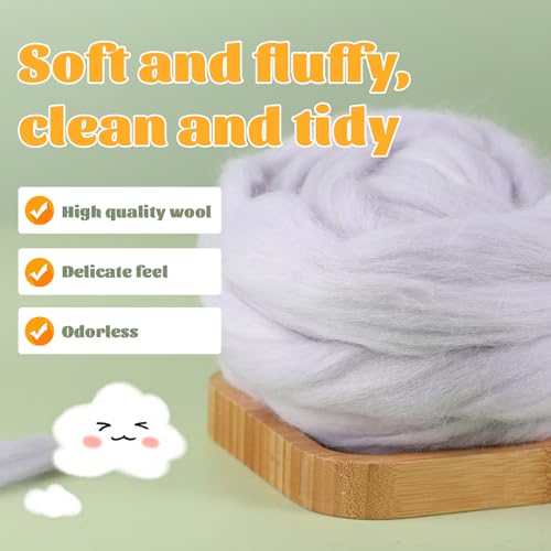 3.53oz Needle Felting Wool Roving for Needle Felting Grey Felting Wool - color: grey