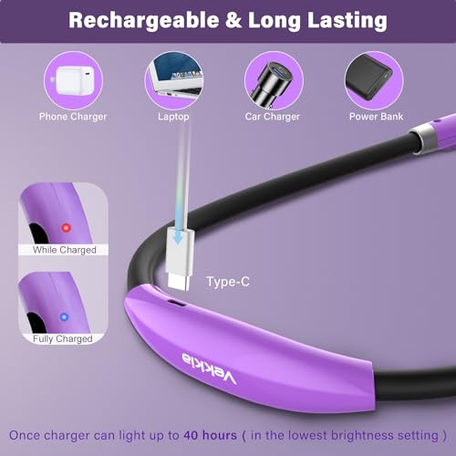 Vekkia Rechargeable LED Neck Book Light for Reading in Bed - color: Purple