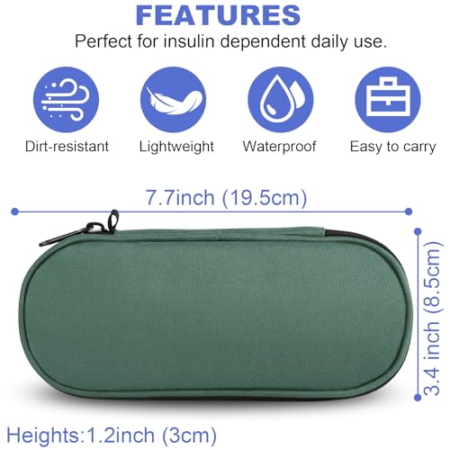 CDBXPRG Insulin Pen Cooler Travel Case, 2 TSA Approved Ice Packs Green - color: Green