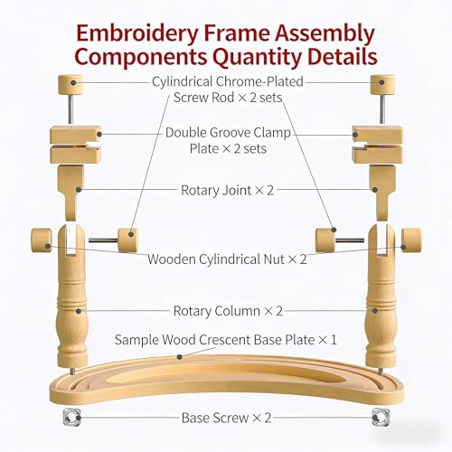 Huacan Embroidery Hoop Stand Adjustable - 360°Rotated Embroidery Frame Stand, Cross Stitch Stand, Beech Wood Embroidery Hoop Holder