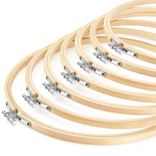 Yorwex 12 Pieces 8 Inch Embroidery Hoops Adjustable Wooden Circle Cross Stitch Hoop Ring for Art Craft Handy Sewing and Christmas Ornaments - style: 8 inch