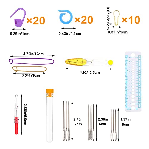 100pcs Crochet Hooks Set in Case Ergonomic Soft Grip Handles Weave Yarn Knitting Needles Kit and Crochet Needle Accessories Crochet Kit Complete Crochet Set for Beginners and Experiecced Crochet Lover - color: Blue