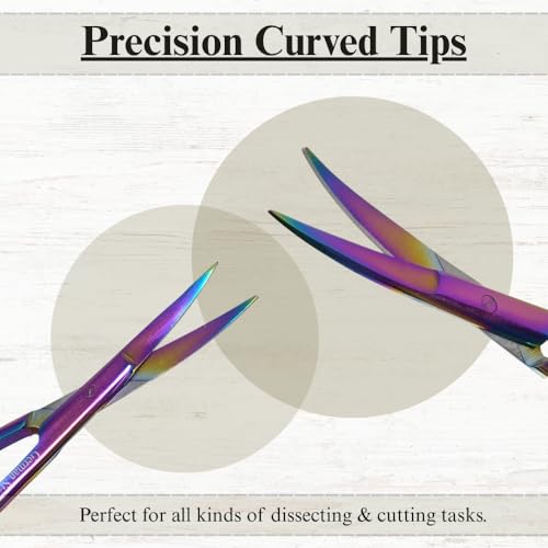 Premium Iris Scissors Micro Dissecting Scissors Curved 4.5" with Fine Sharp Blades Made of Stainless Steel Medical Surgical Tools (Multicolor) - color: Multicolor