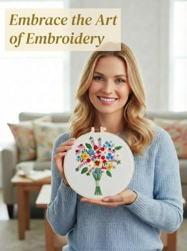 CornerLife 4 Pack Embroidery Kit for Beginners Adults, Hand Embroidery Kits with Pre-Stamped Floral Patterns and Instructions, Adjustable Hoop, Needlepoint Starter Kit DIY Art Crafts Gift (Flower A) - color: Flower A