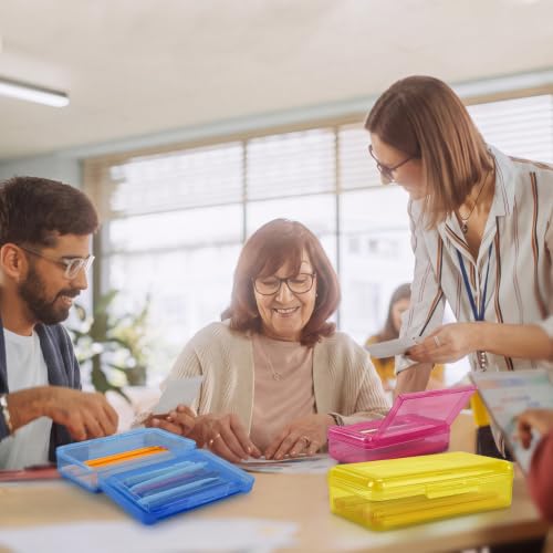 Blulu 6 Pack Double Layer Pencil Boxes Large Capacity,Blue, Rose, Yellow - color: Blue, Rose, Yellow