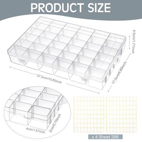 Leelosp 8 Pack 36 Grids Clear Plastic Organizer Storage Box with Adjustable Dividers Small Crafts Organizers Bead Storage Compartment Container for Jewelry Fishing Tackle Nail Parts
