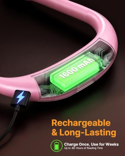 Neck Light with Storage Case, 3 Colors Dimmable Book Reading Light - color: Pink Light with Storage Case