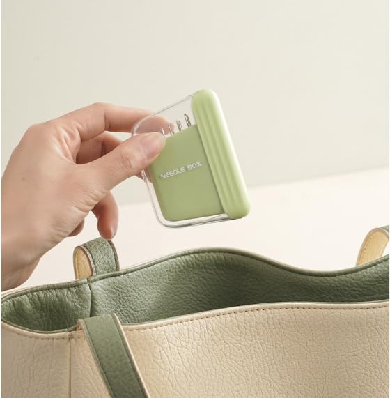 Magnetic Sewing Needles Case, Portable Travel Embroidery Needles, Magnetic Storage Box Pin Holder Organizer-Green