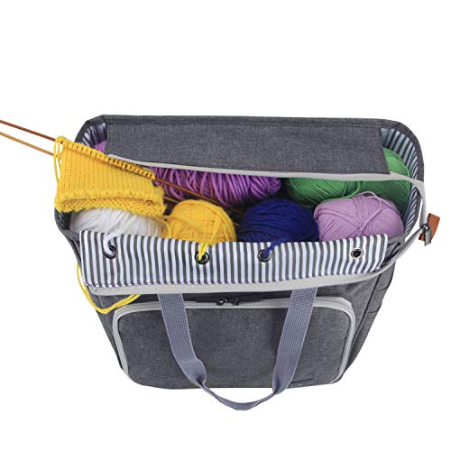 LUXJA Knitting Yarn Storage Tote Bag, Gray - color: Gray, size: Medium
