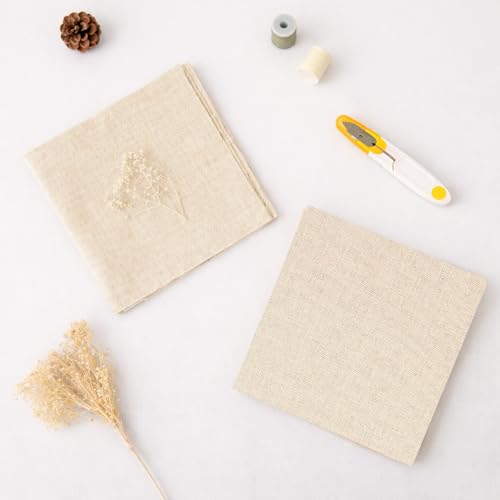 20 PCS Linen Embroidery Fabric, 12 × 12 Inch Natural Color Fabric - color: Natural Color, size: 12×12 Inch