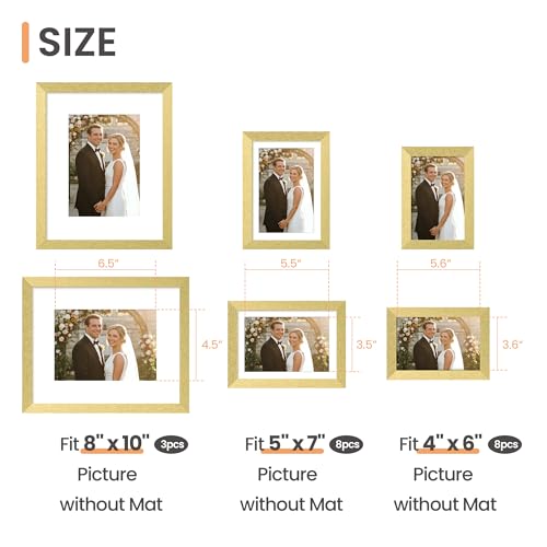 upsimples Picture Frames set of 19, Including 8x10, 5x7, 4x6 Gold Frame - color: Gold