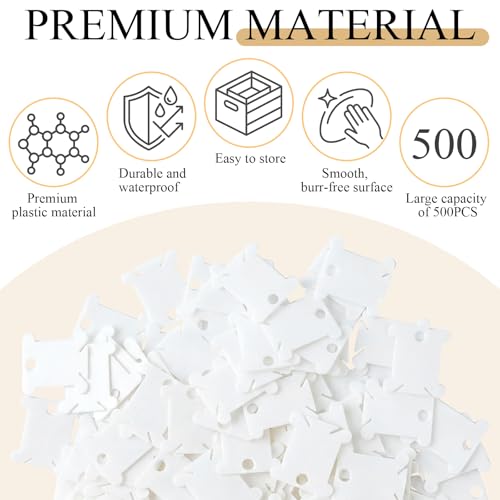 Tranqun 500 Pcs Plastic Embroidery Floss Bobbins, Thread Organizer,White - color: White