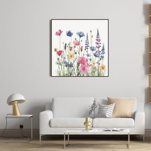 KYOQFVN Flower Stamped Cross Stitch Kits for Adults，11CT Needlepoint Counted Cross Stitch Kits for Beginner，Printed Dimensions - Embroidery Kit Arts and Crafts 14×14 Inch - color: SZXHUA-US