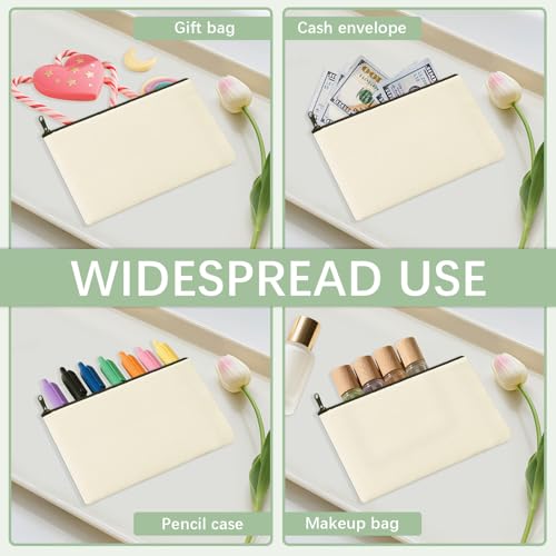 OKBA Blank Canvas Bag Zipper Pouch Makeup Bags Bulk - Multi-Purpose Canvas Pouch with Sturdy Zipper, Cosmetic Bag Travel Toiletry Bag for DIY Craft Projects, Storage 7.3 x 4.7 inches - color: Blank canvas bags*30pcs