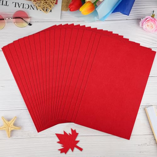 NACHLYNN Self Adhesive Felt Fabric Sheets 7"x11.5" /18x29cm Sticky Back Felt Fabric for Crafts Art Project DIY Sewing Patchwork Decoration (11, Red) - color: Red
