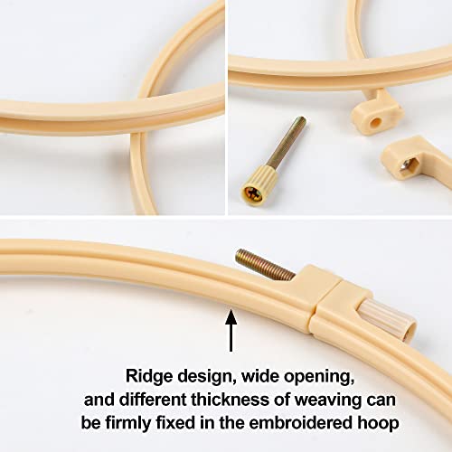 6 Pcs Embroidery Hoop 6 Size, Round Plastic Cross Stitch Hoop with 16 Needles (3.6In to 10.7 in), Small Embroidery Hoop, Cross Stitch Hoops and Frames, Suitable for Embroidery, Craft Sewing - style: Burlywood