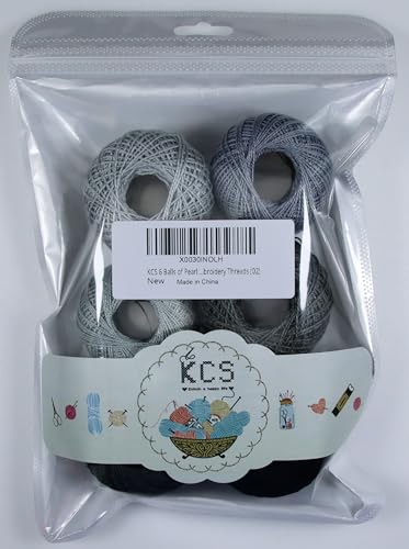 KCS Mercerized Pearl Cotton Thread Size 8 Crochet Needlework Embroidery Threads Ball (6, 02) - color: 02
