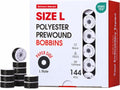 Poolin Size L(SA155) 75D/2(60WT) Black Prewound Bobbins Cardboard Sided - color: Black 75D 144PCS