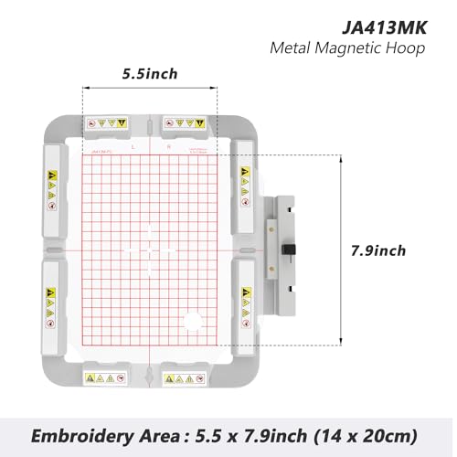 Brewland Magnetic Embroidery Hoop for Janome MC550E MC500E 7.9x5.5in - size: 5.5"x7.9"(140x200mm)-JA413MK