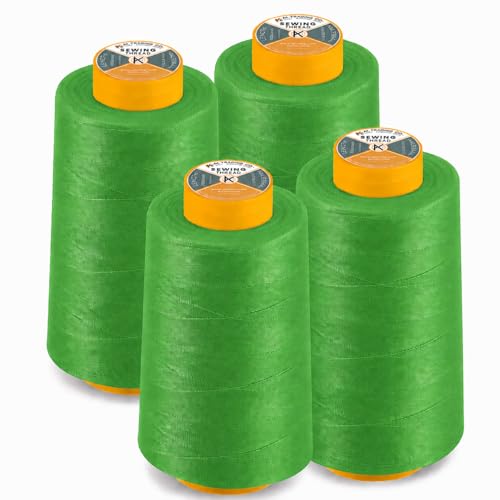 AK TRADING CO. 4-Pack Lime Green All Purpose Sewing Thread Cones (6000 Yards Each) of High Tensile Polyester Thread Spools for Sewing, Quilting, Serger Machines, Overlock, Merrow & Hand Embroidery - color: LIME GREEN