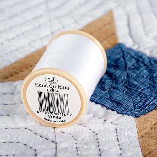 YLI Hand Quilting Thread - 100% Egyptian Cotton, Glazed, Strong & Tangle-Free, 500 yd. Spool - White - color: White